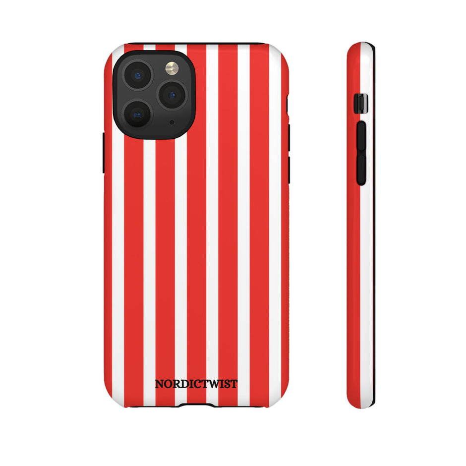 Striped Tough Phone Case - Durable Protection with Stylish Red & White Design