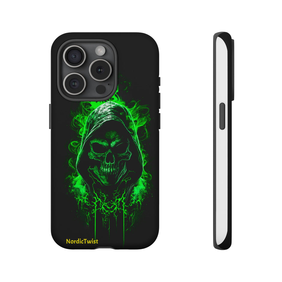 Tough Phone Case – Green Grim Reaper Skull Gothic Design