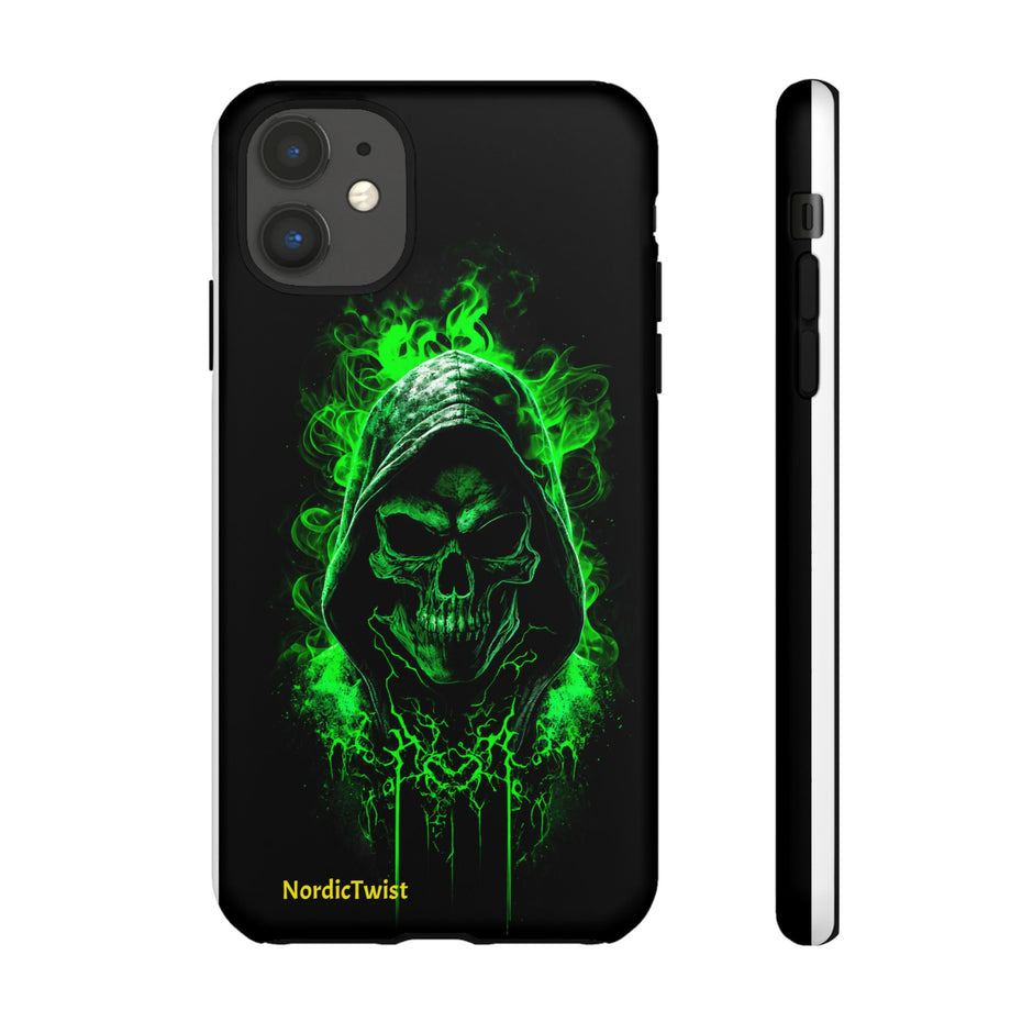 Tough Phone Case – Green Grim Reaper Skull Gothic Design