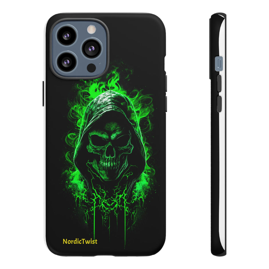 Tough Phone Case – Green Grim Reaper Skull Gothic Design