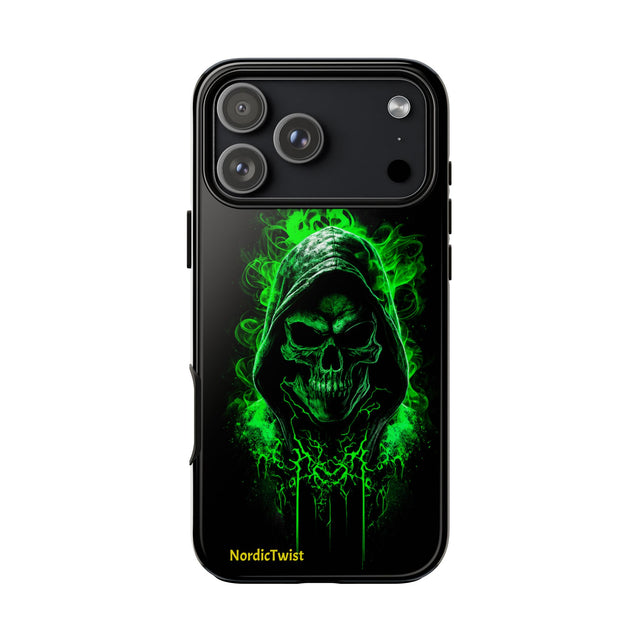 Tough Phone Case – Green Grim Reaper Skull Gothic Design