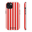 Striped Tough Phone Case - Durable Protection with Stylish Red & White Design