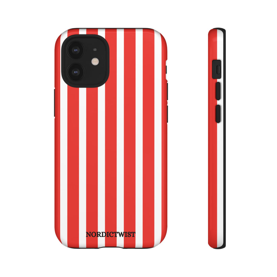 Striped Tough Phone Case - Durable Protection with Stylish Red & White Design