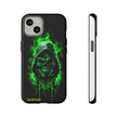 Tough Phone Case – Green Grim Reaper Skull Gothic Design