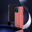 Striped Tough Phone Case - Durable Protection with Stylish Red & White Design