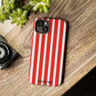 Striped Tough Phone Case - Durable Protection with Stylish Red & White Design