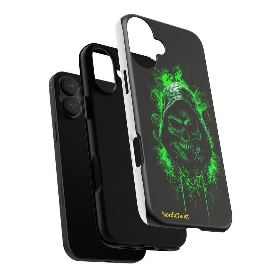 Tough Phone Case – Green Grim Reaper Skull Gothic Design