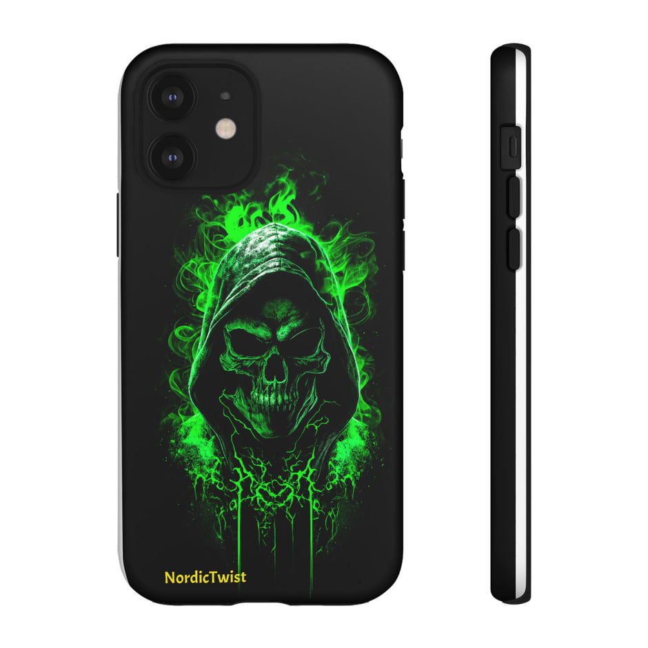 Tough Phone Case – Green Grim Reaper Skull Gothic Design