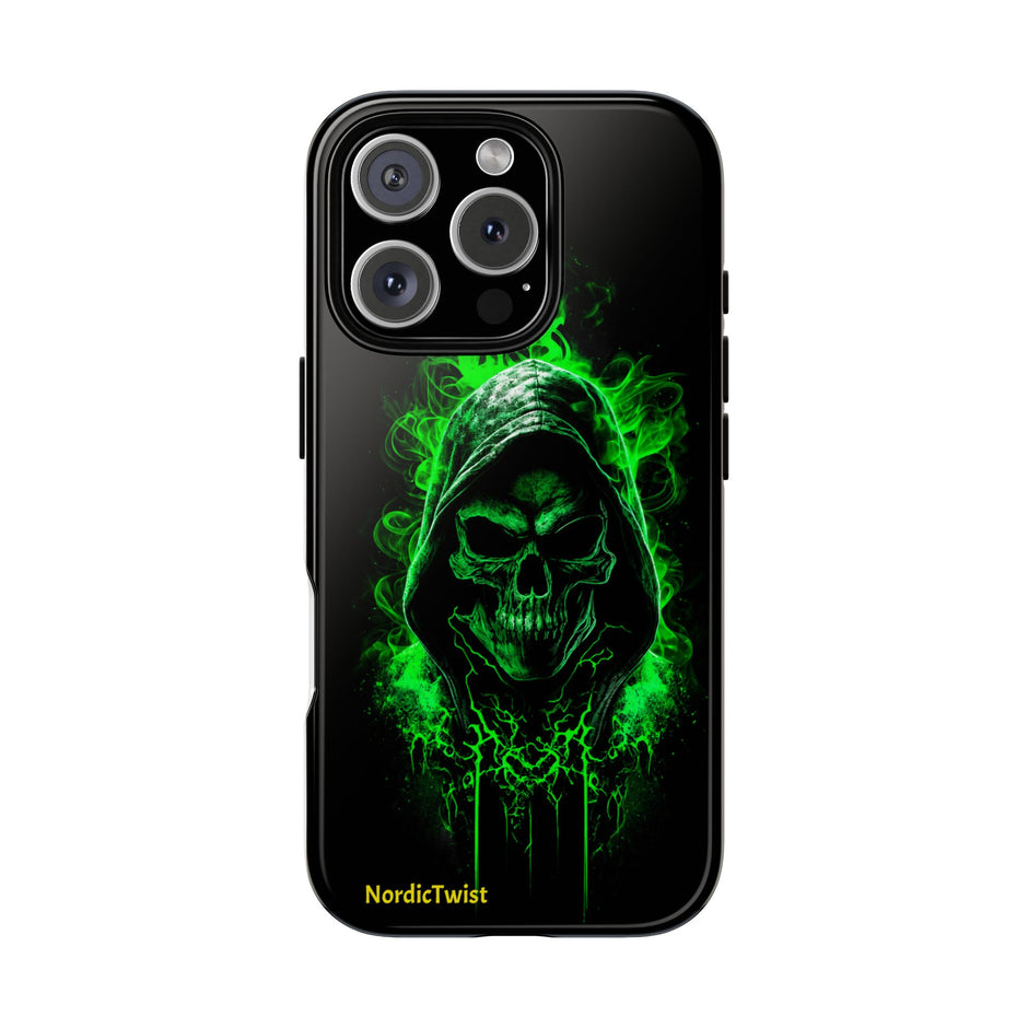 Tough Phone Case – Green Grim Reaper Skull Gothic Design