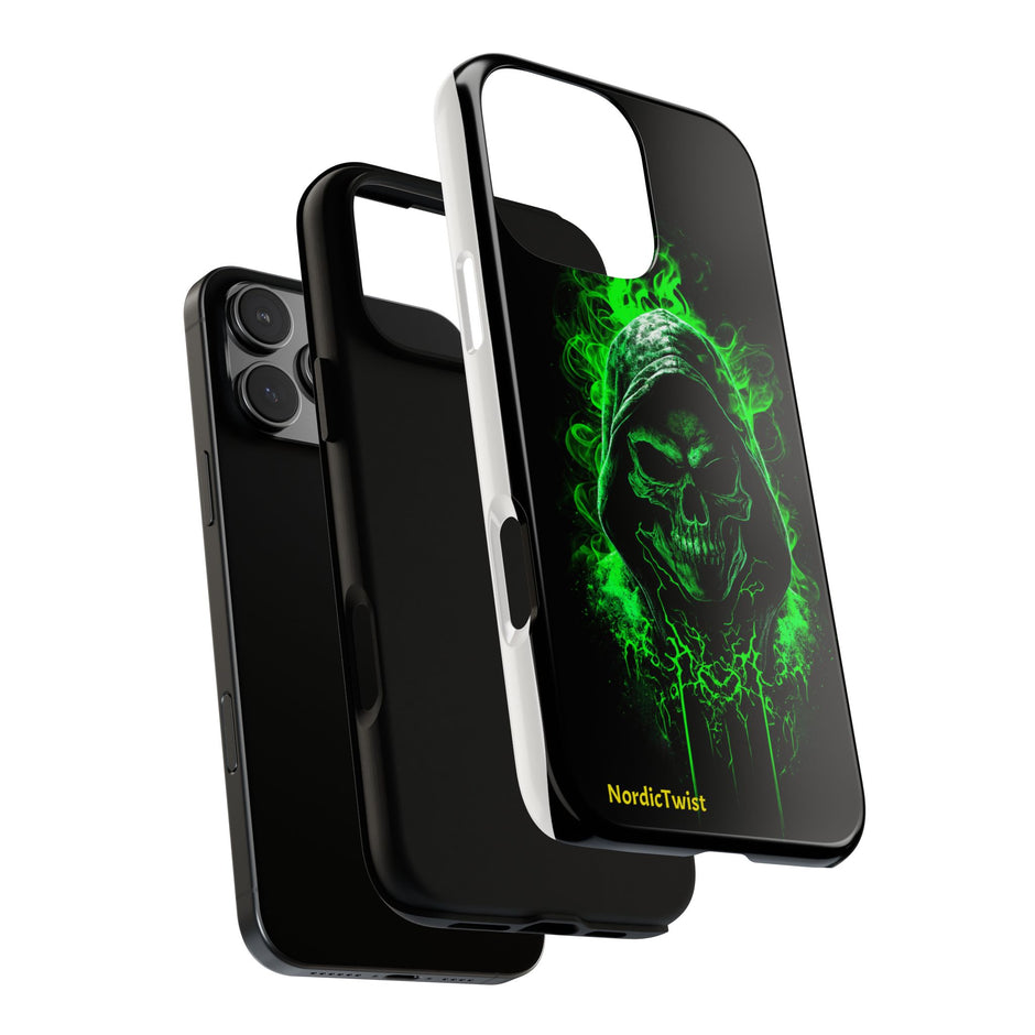 Tough Phone Case – Green Grim Reaper Skull Gothic Design