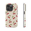 Cherry Pattern Tough Phone Case — Retro Red Cherries on Cream