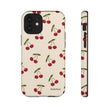 Cherry Pattern Tough Phone Case — Retro Red Cherries on Cream