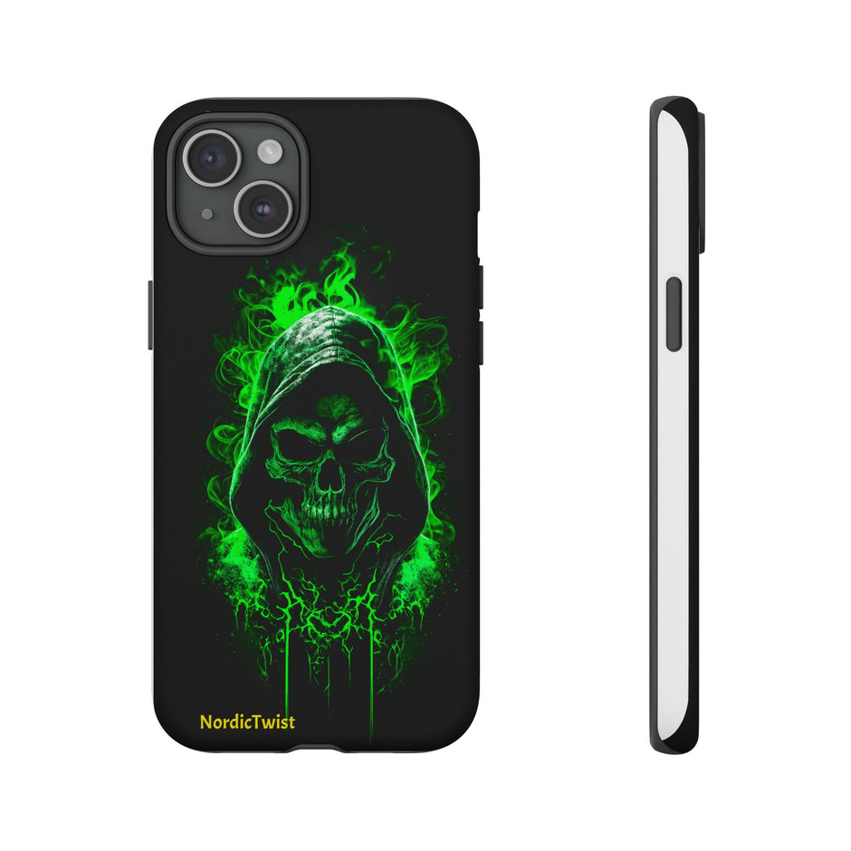 Tough Phone Case – Green Grim Reaper Skull Gothic Design