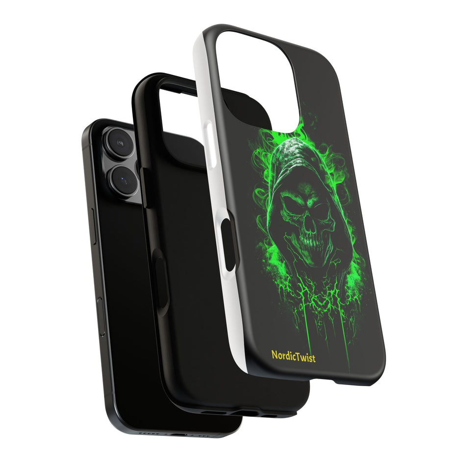 Tough Phone Case – Green Grim Reaper Skull Gothic Design