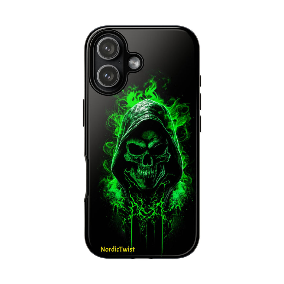 Tough Phone Case – Green Grim Reaper Skull Gothic Design