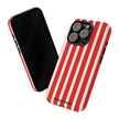 Striped Tough Phone Case - Durable Protection with Stylish Red & White Design