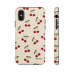 Cherry Pattern Tough Phone Case — Retro Red Cherries on Cream