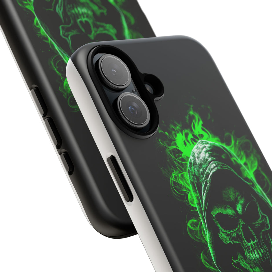 Tough Phone Case – Green Grim Reaper Skull Gothic Design