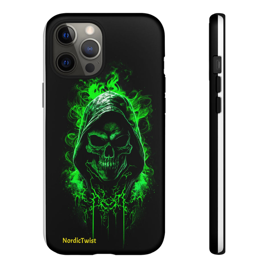 Tough Phone Case – Green Grim Reaper Skull Gothic Design