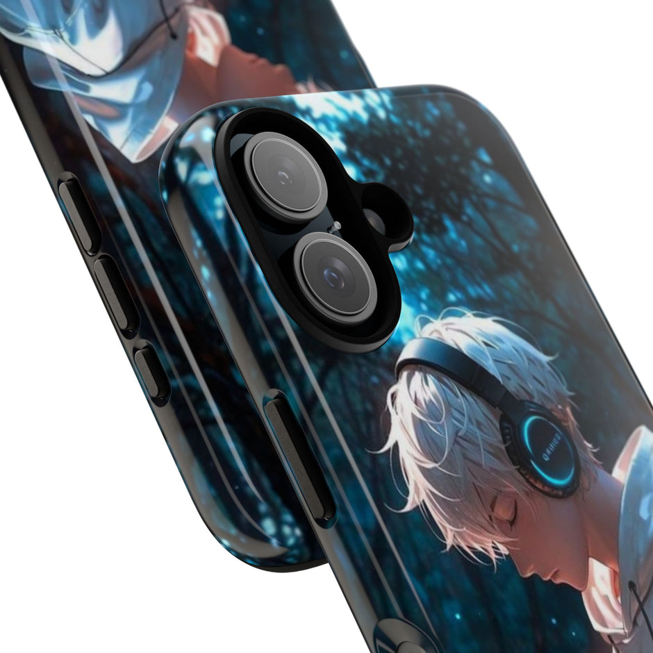 Stöttåligt mobilskal-Animepojke i skogen