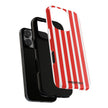 Striped Tough Phone Case - Durable Protection with Stylish Red & White Design