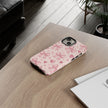 Pink Bow & Hearts Tough Phone Case — Cute Floral Ribbon iPhone Cover