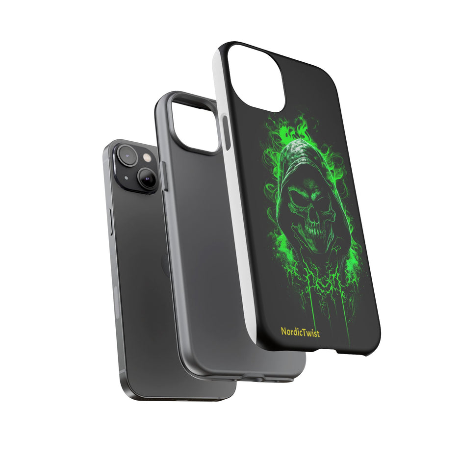 Tough Phone Case – Green Grim Reaper Skull Gothic Design