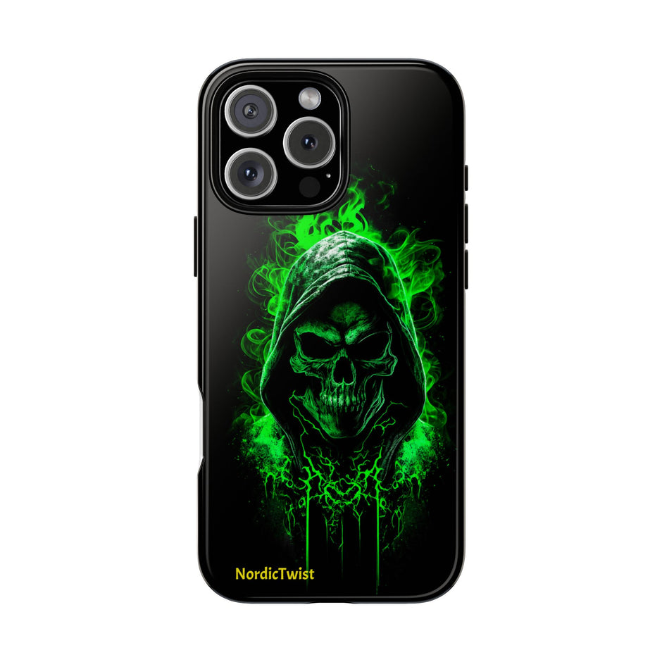 Tough Phone Case – Green Grim Reaper Skull Gothic Design