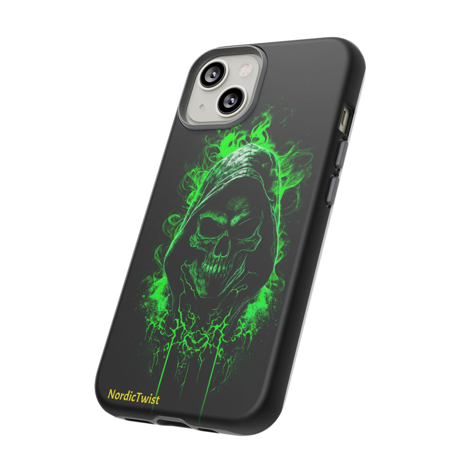 Tough Phone Case – Green Grim Reaper Skull Gothic Design