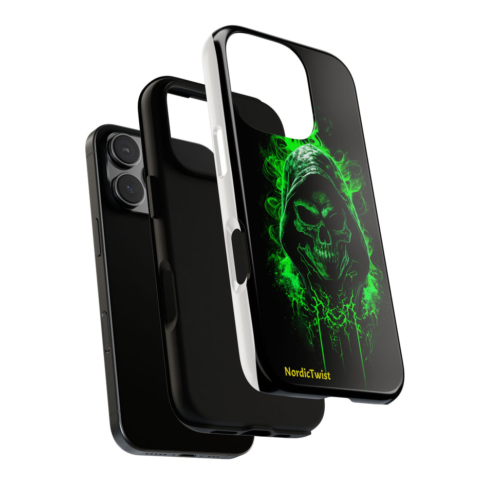 Tough Phone Case – Green Grim Reaper Skull Gothic Design