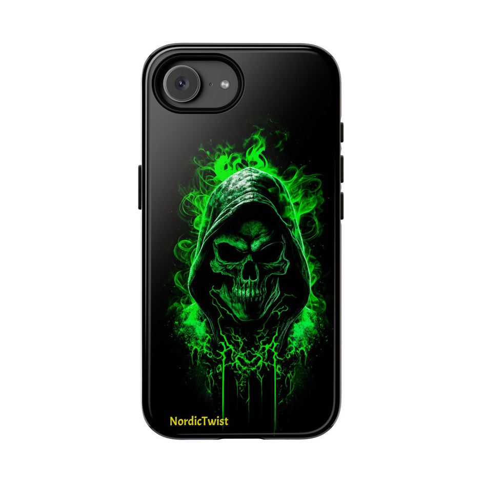 Tough Phone Case – Green Grim Reaper Skull Gothic Design