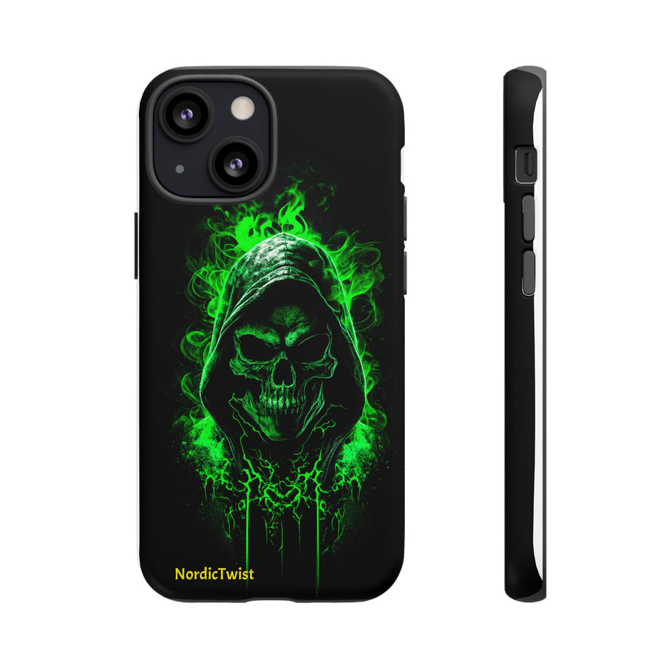 Tough Phone Case – Green Grim Reaper Skull Gothic Design