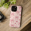 Pink Bow & Hearts Tough Phone Case — Cute Floral Ribbon iPhone Cover