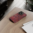 Cherry Pattern Tough Phone Case — Retro Dark Red Cherry iPhone Cover