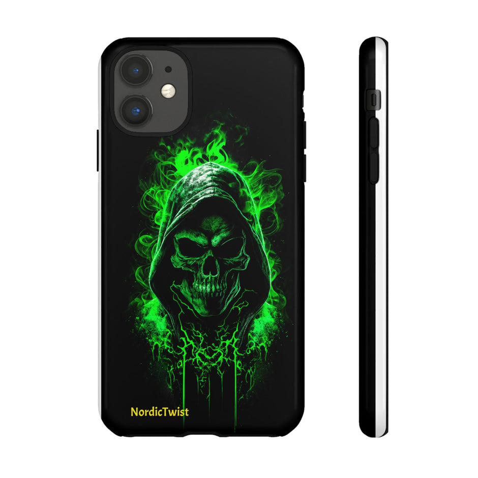 Tough Phone Case – Green Grim Reaper Skull Gothic Design