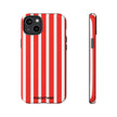 Striped Tough Phone Case - Durable Protection with Stylish Red & White Design