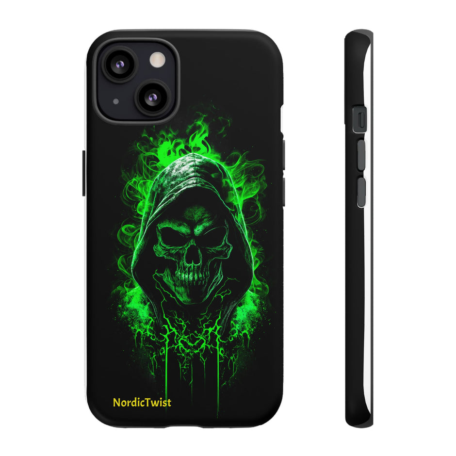 Tough Phone Case – Green Grim Reaper Skull Gothic Design