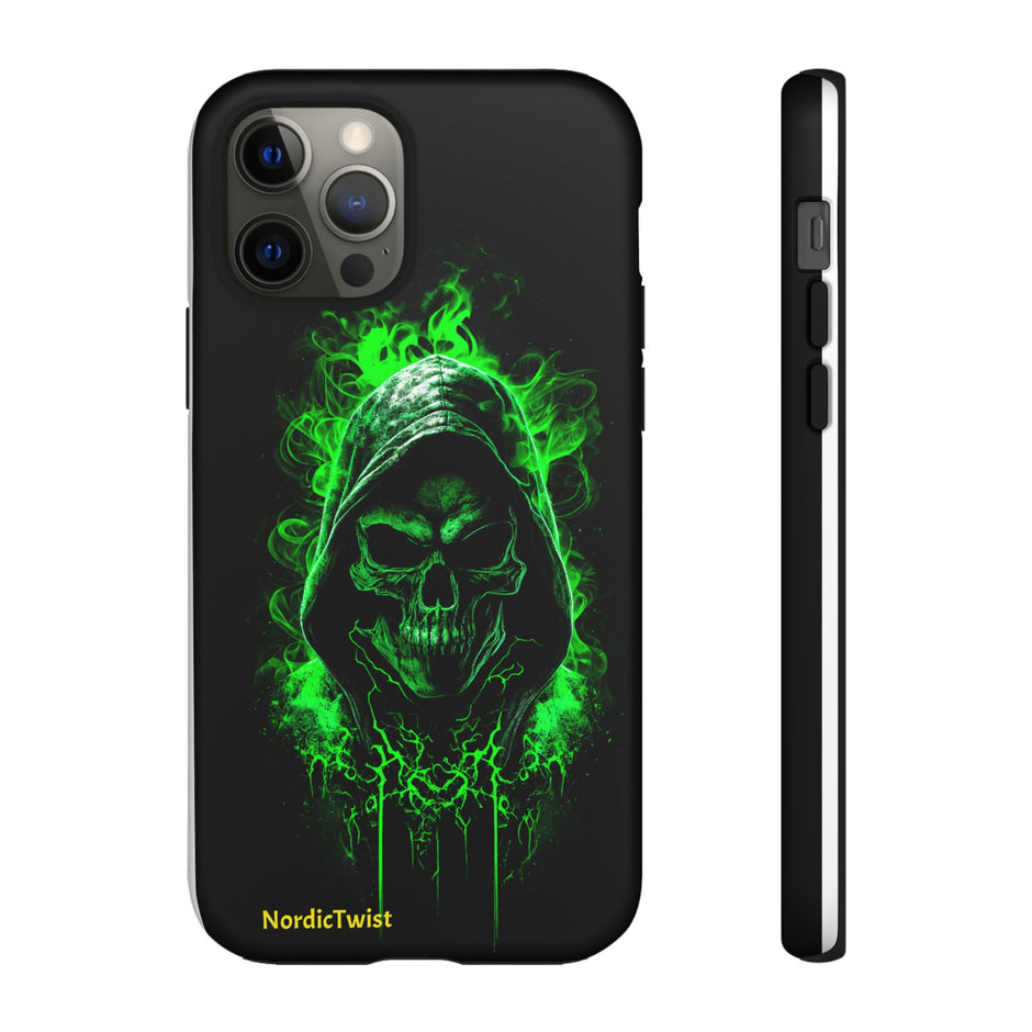 Tough Phone Case – Green Grim Reaper Skull Gothic Design