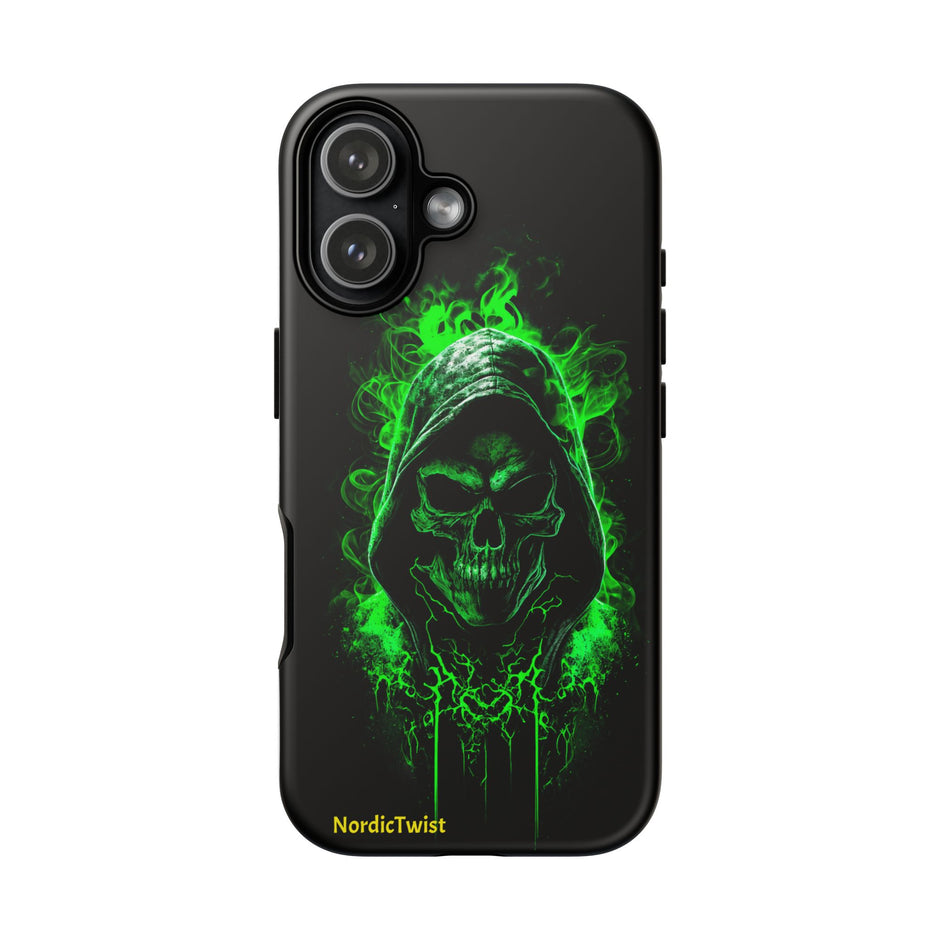 Tough Phone Case – Green Grim Reaper Skull Gothic Design