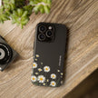 Daisy Floral Tough Phone Case – Protective Black Phone Cover with White Daisies