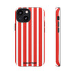 Striped Tough Phone Case - Durable Protection with Stylish Red & White Design