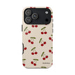 Cherry Pattern Tough Phone Case — Retro Red Cherries on Cream