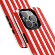 Striped Tough Phone Case - Durable Protection with Stylish Red & White Design