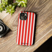 Striped Tough Phone Case - Durable Protection with Stylish Red & White Design