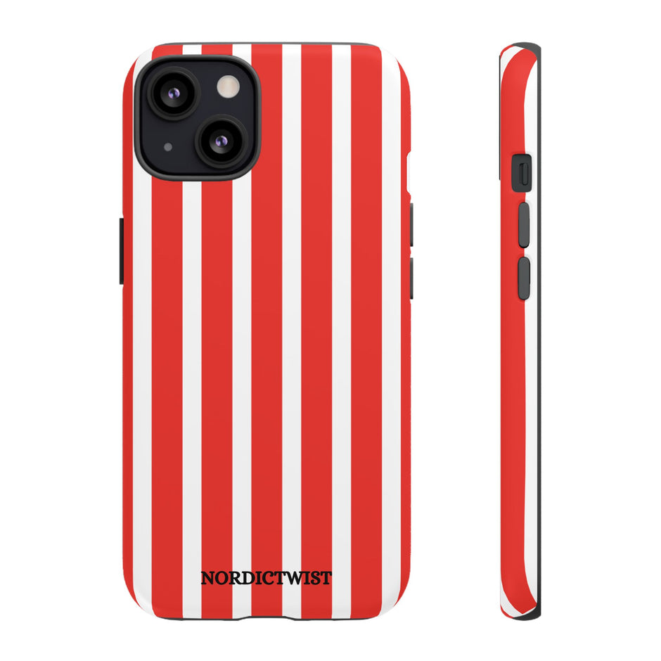 Striped Tough Phone Case - Durable Protection with Stylish Red & White Design