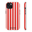 Striped Tough Phone Case - Durable Protection with Stylish Red & White Design