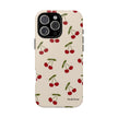 Cherry Pattern Tough Phone Case — Retro Red Cherries on Cream