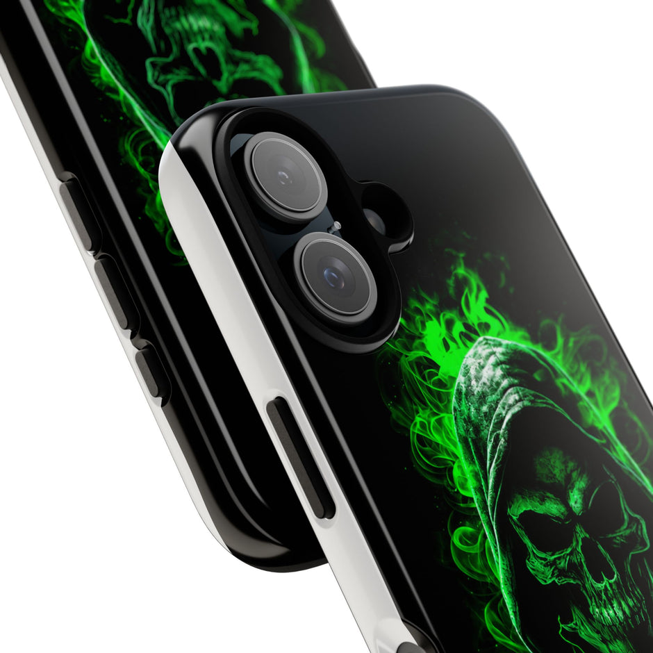 Tough Phone Case – Green Grim Reaper Skull Gothic Design