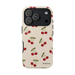 Cherry Pattern Tough Phone Case — Retro Red Cherries on Cream