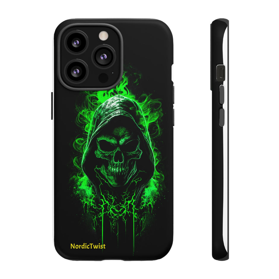 Tough Phone Case – Green Grim Reaper Skull Gothic Design